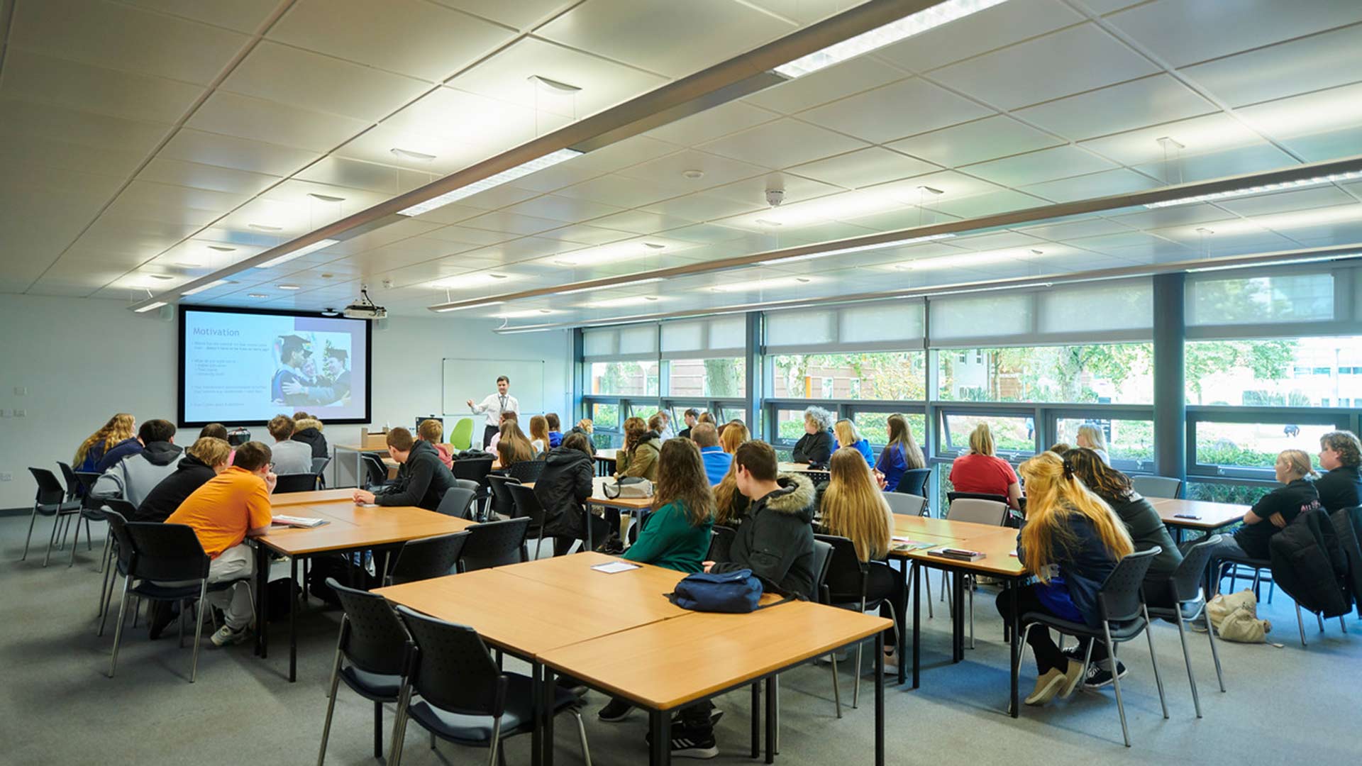 Sixth form/college students in a talk session hosted as part of our support activities for schools and colleges